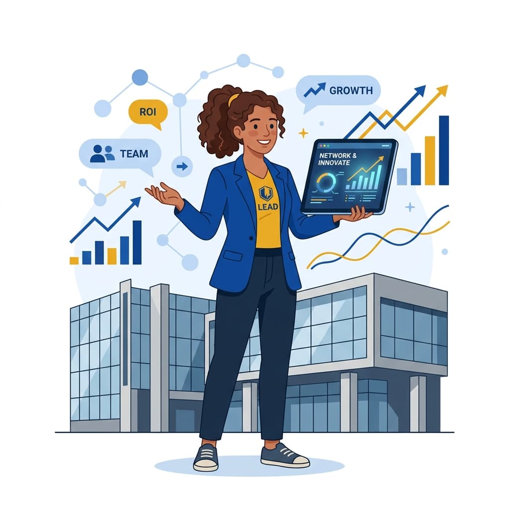 Student leader illustration representing community growth and networking